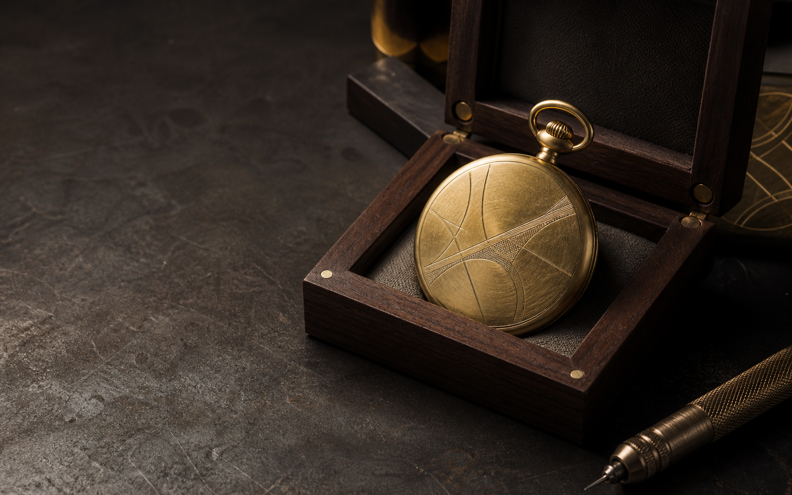 Illustrative concept of an engraved pocket watch